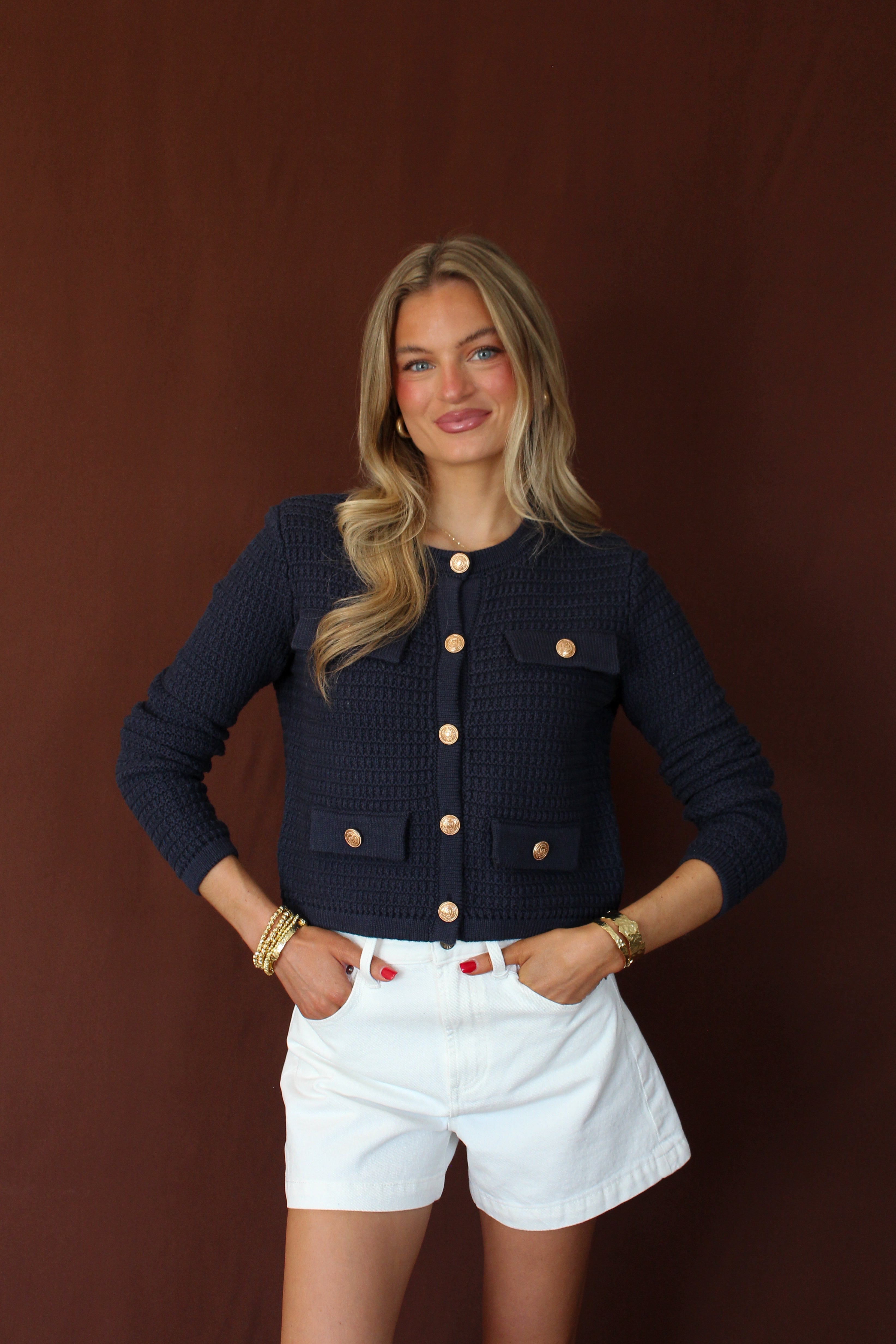 Yacht Race Cardigan- Navy