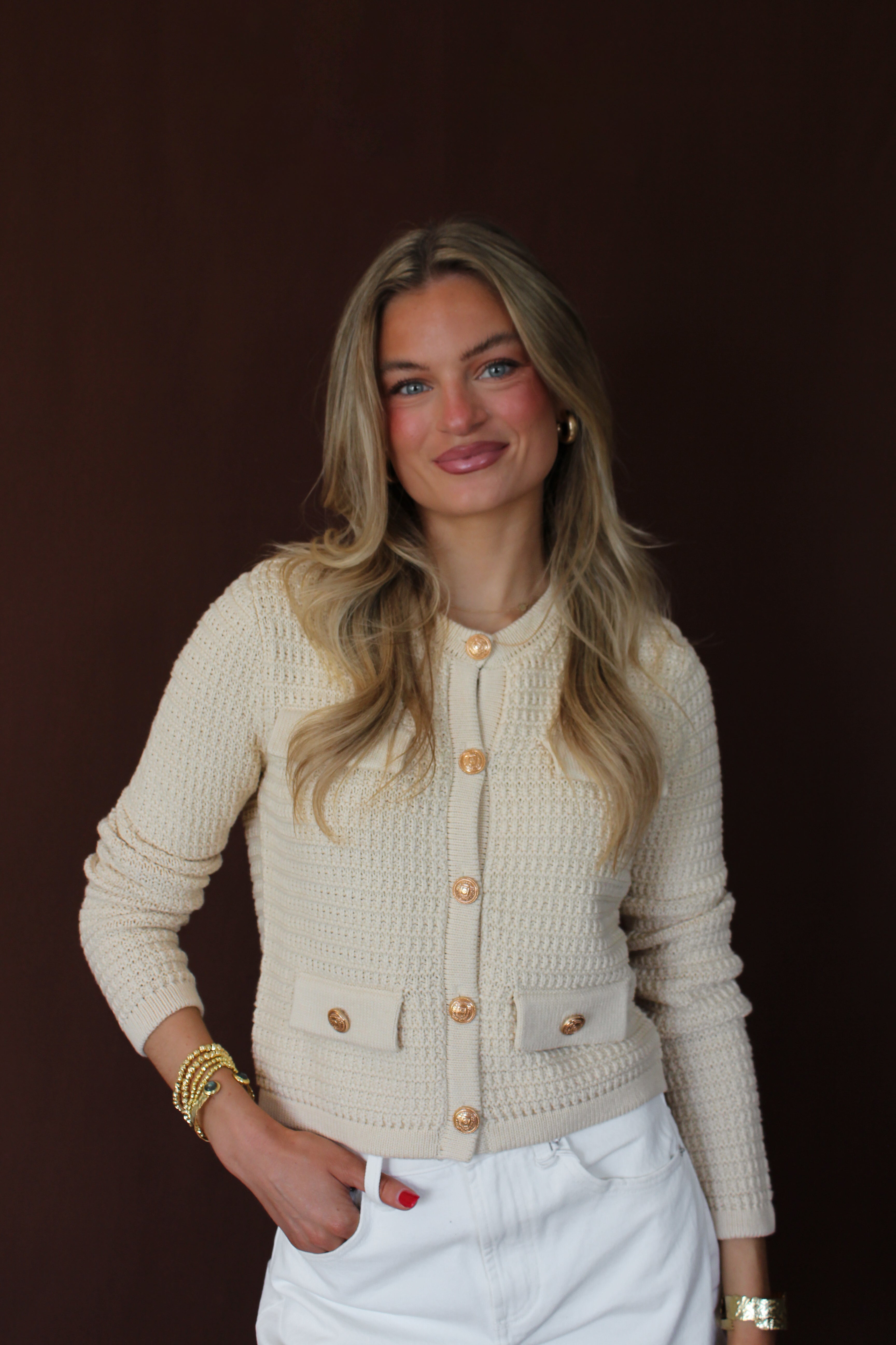 Yacht Race Cardigan- Wheat