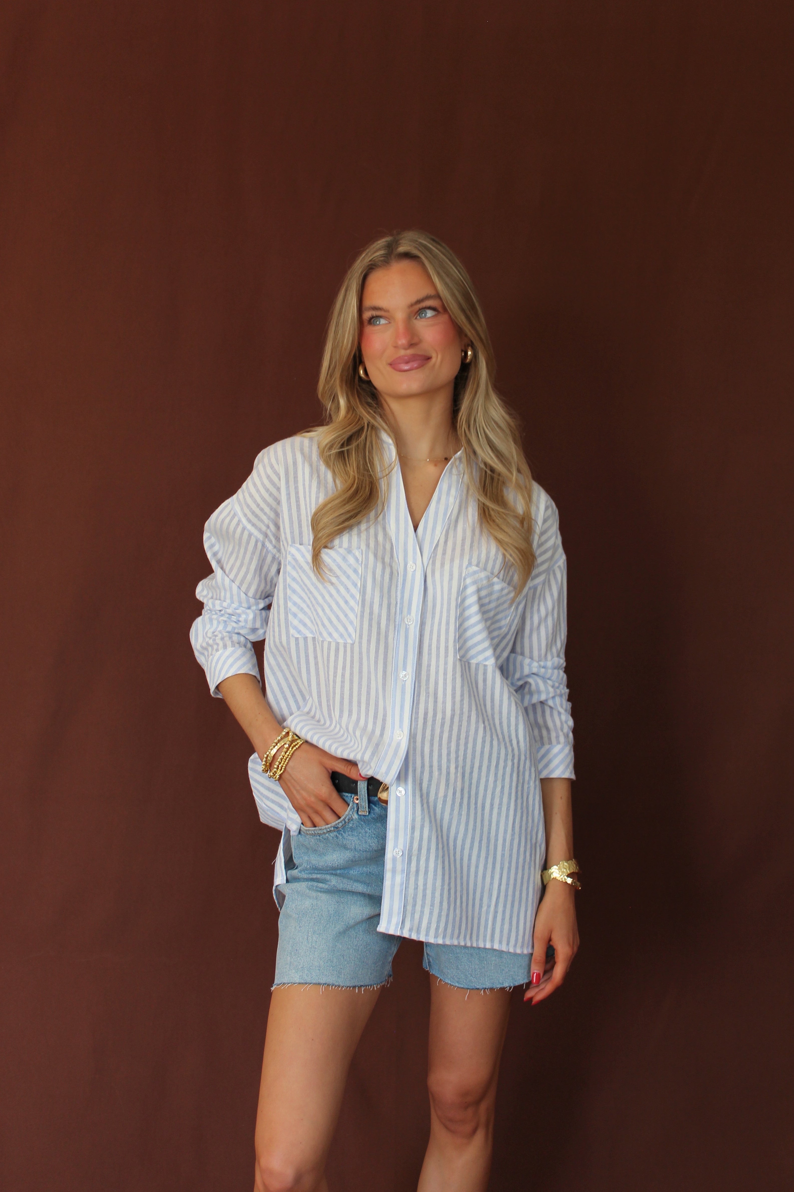 Santina Striped Blouse Brooklyn Boulevard