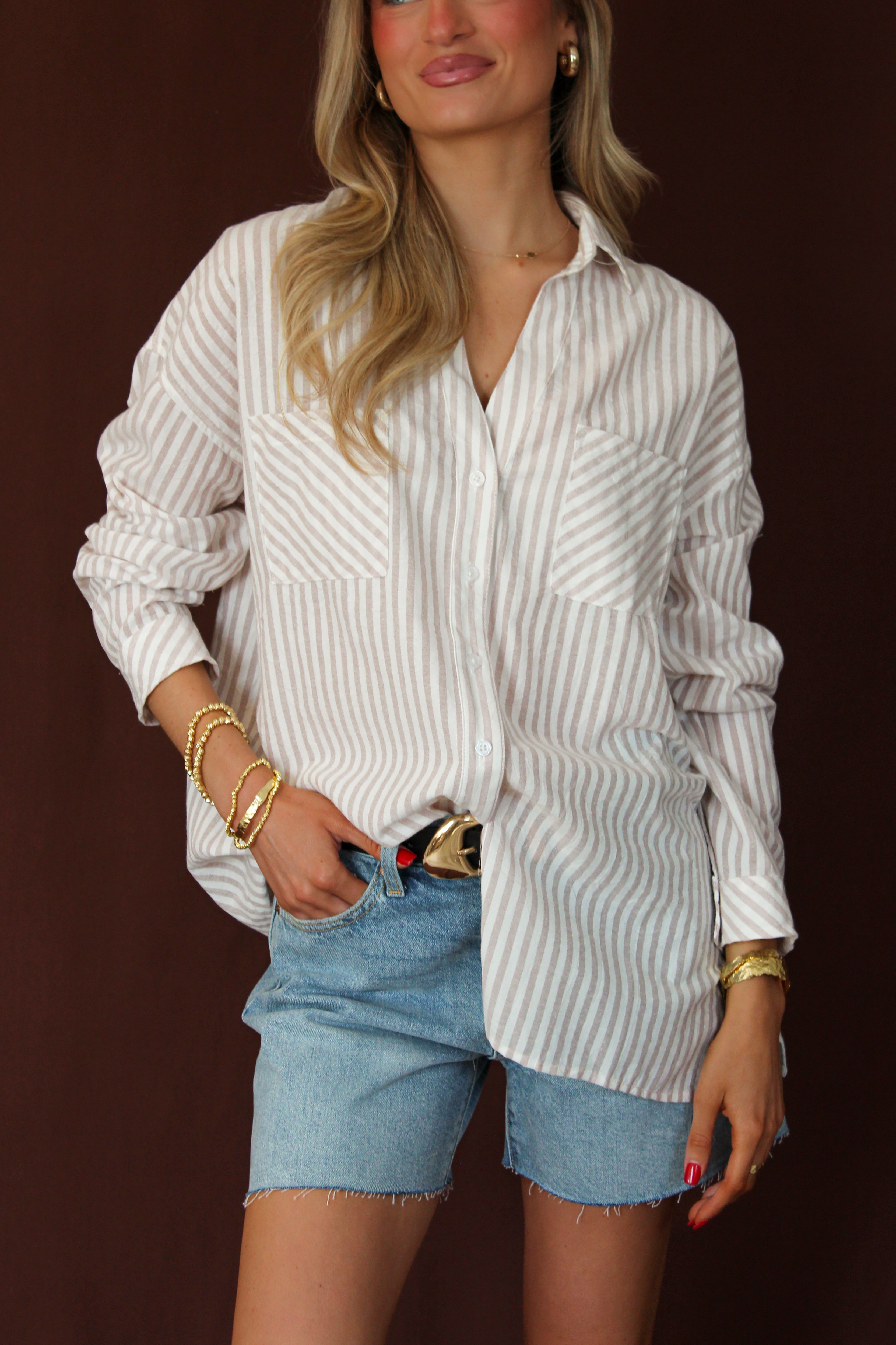 Santina Striped Blouse Brooklyn Boulevard