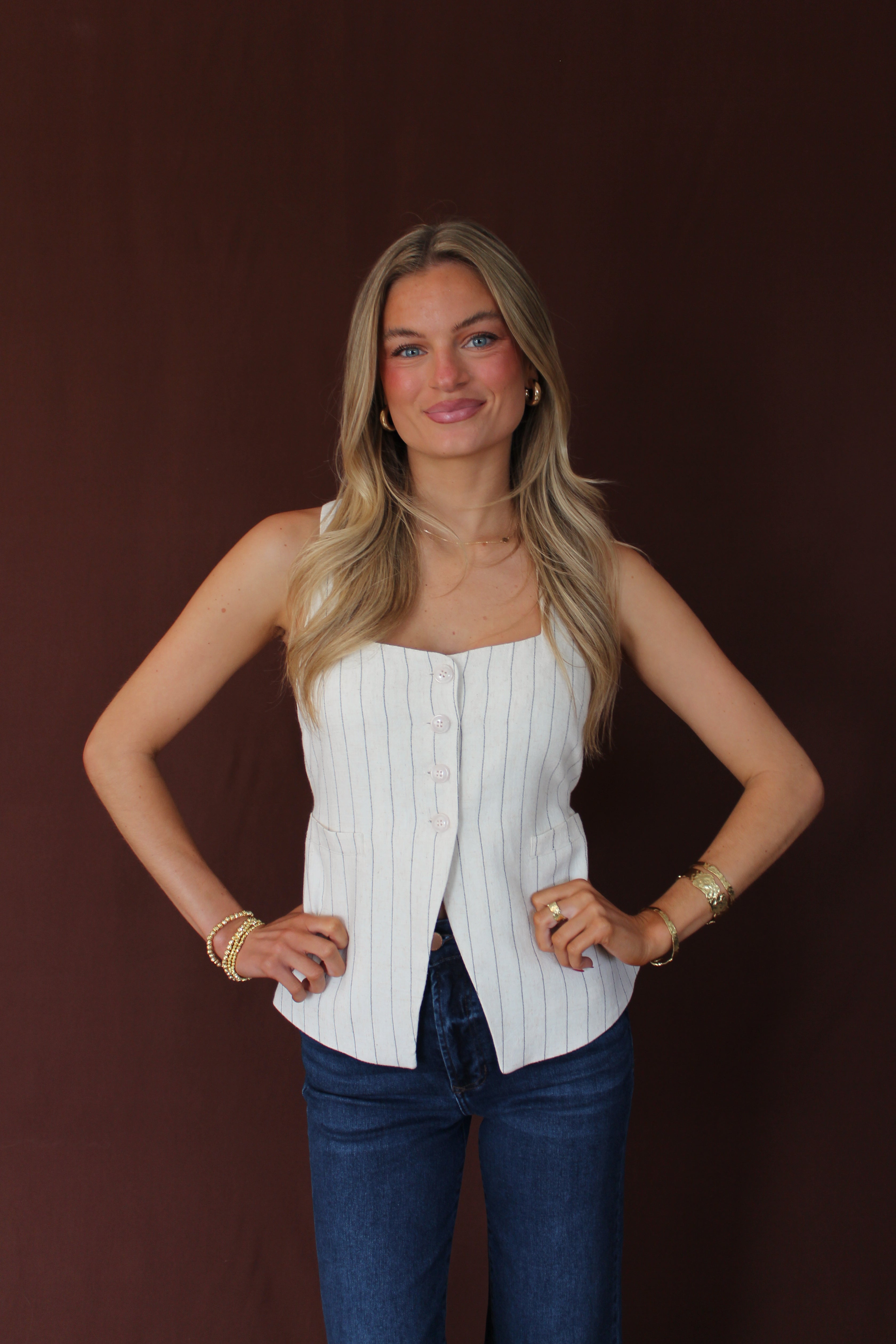 Frankie Linen Pinstripe Top