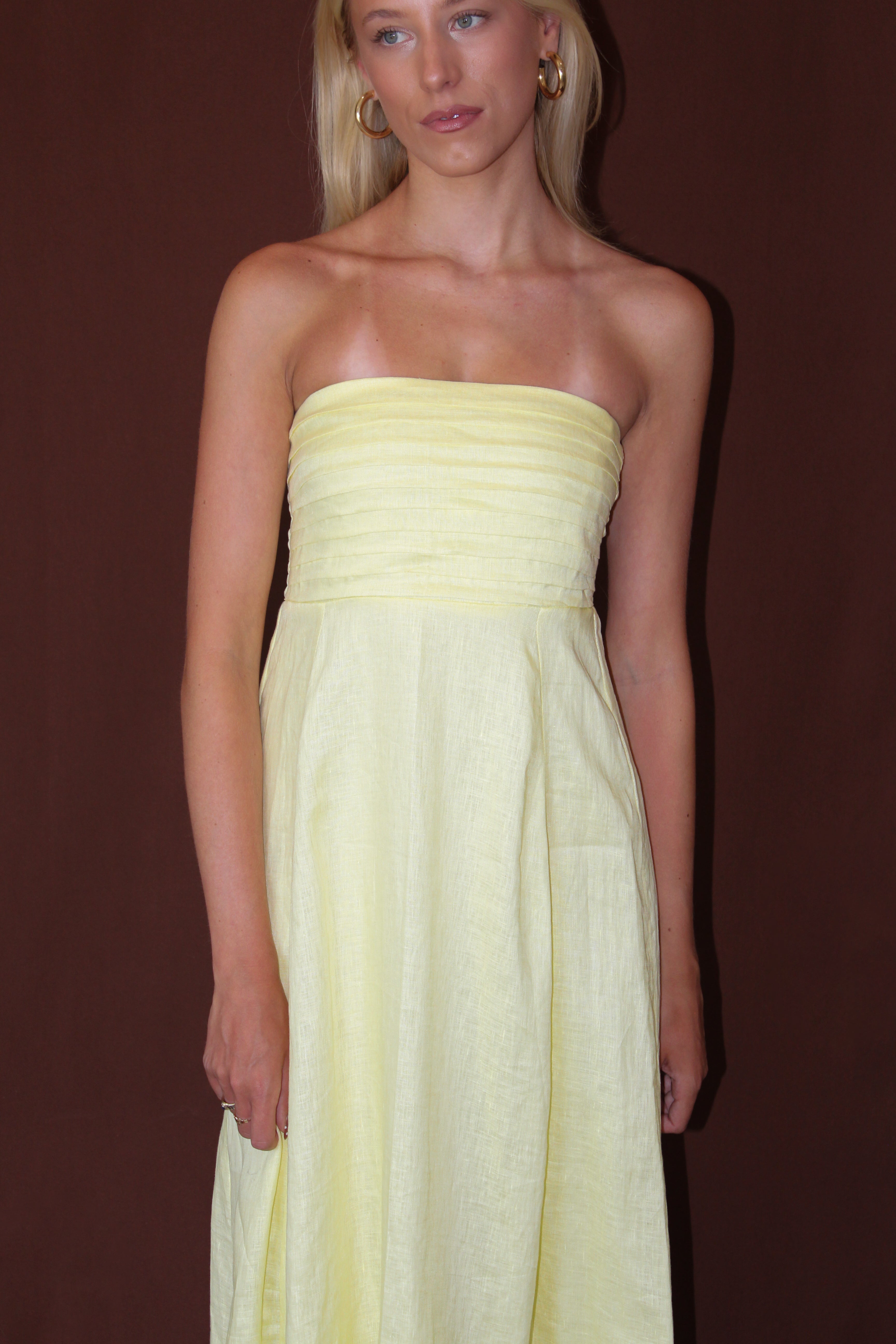 Talia Butter Linen Maxi Dress