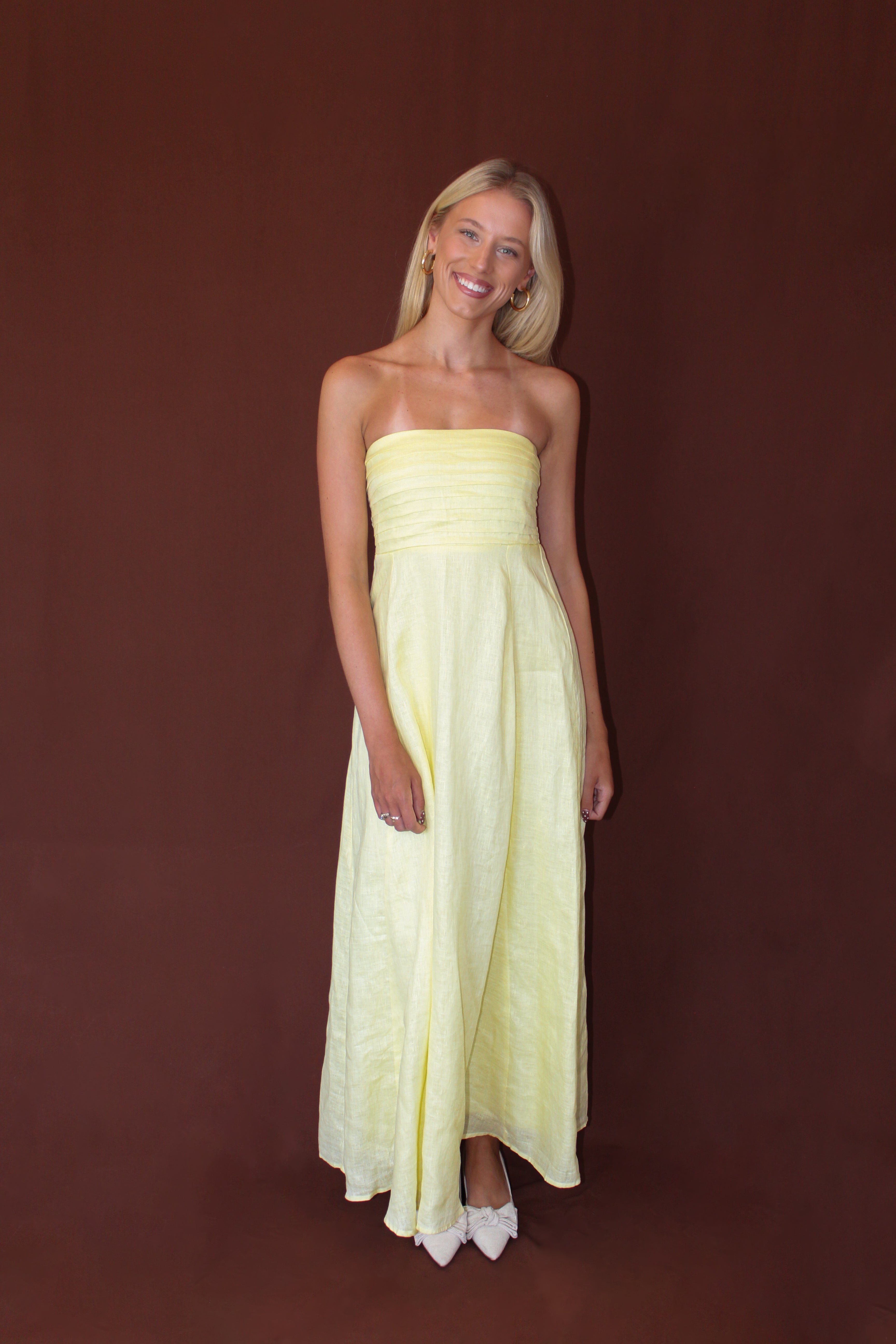 Talia Butter Linen Maxi Dress