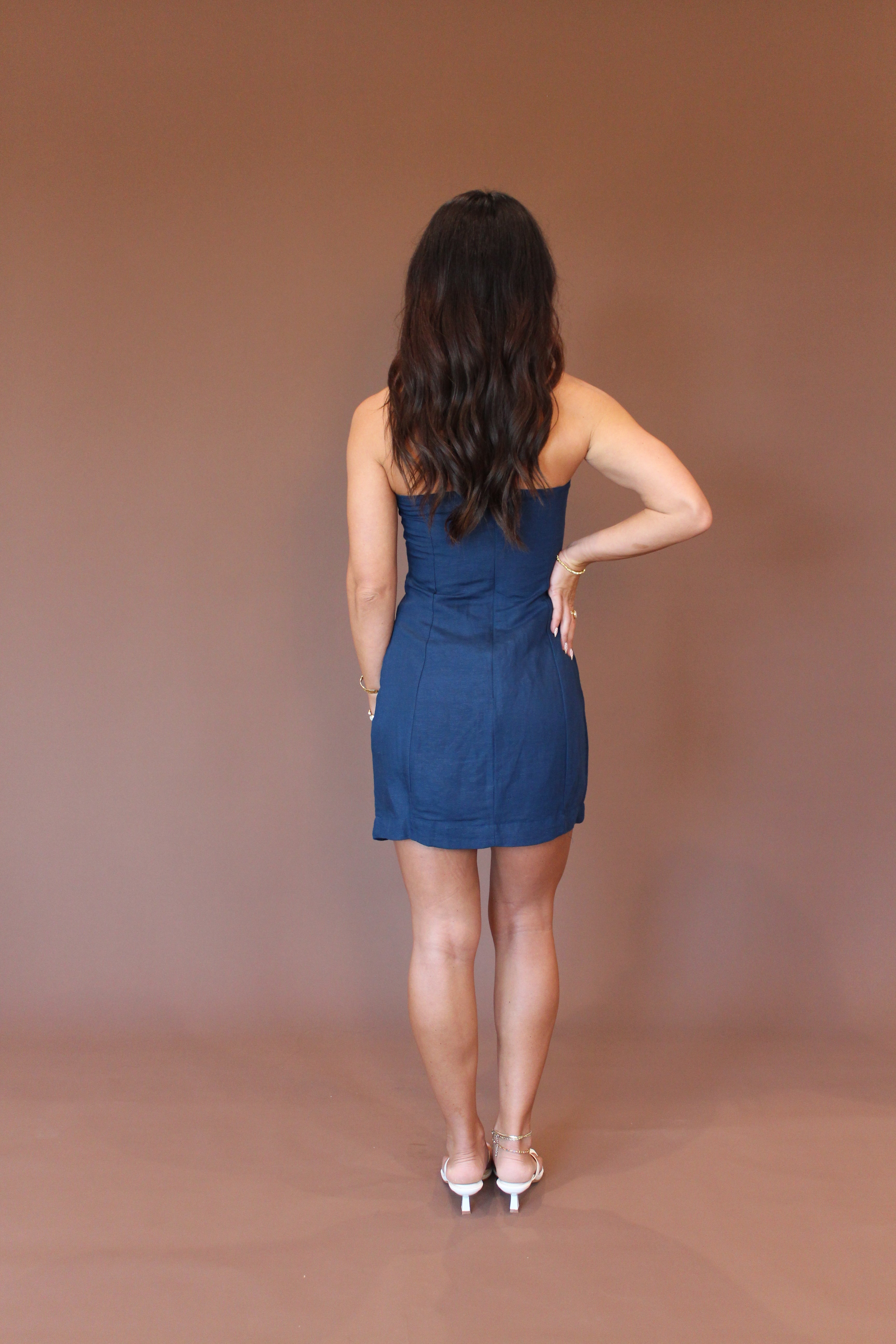 Birdie Linen Strapless Dress