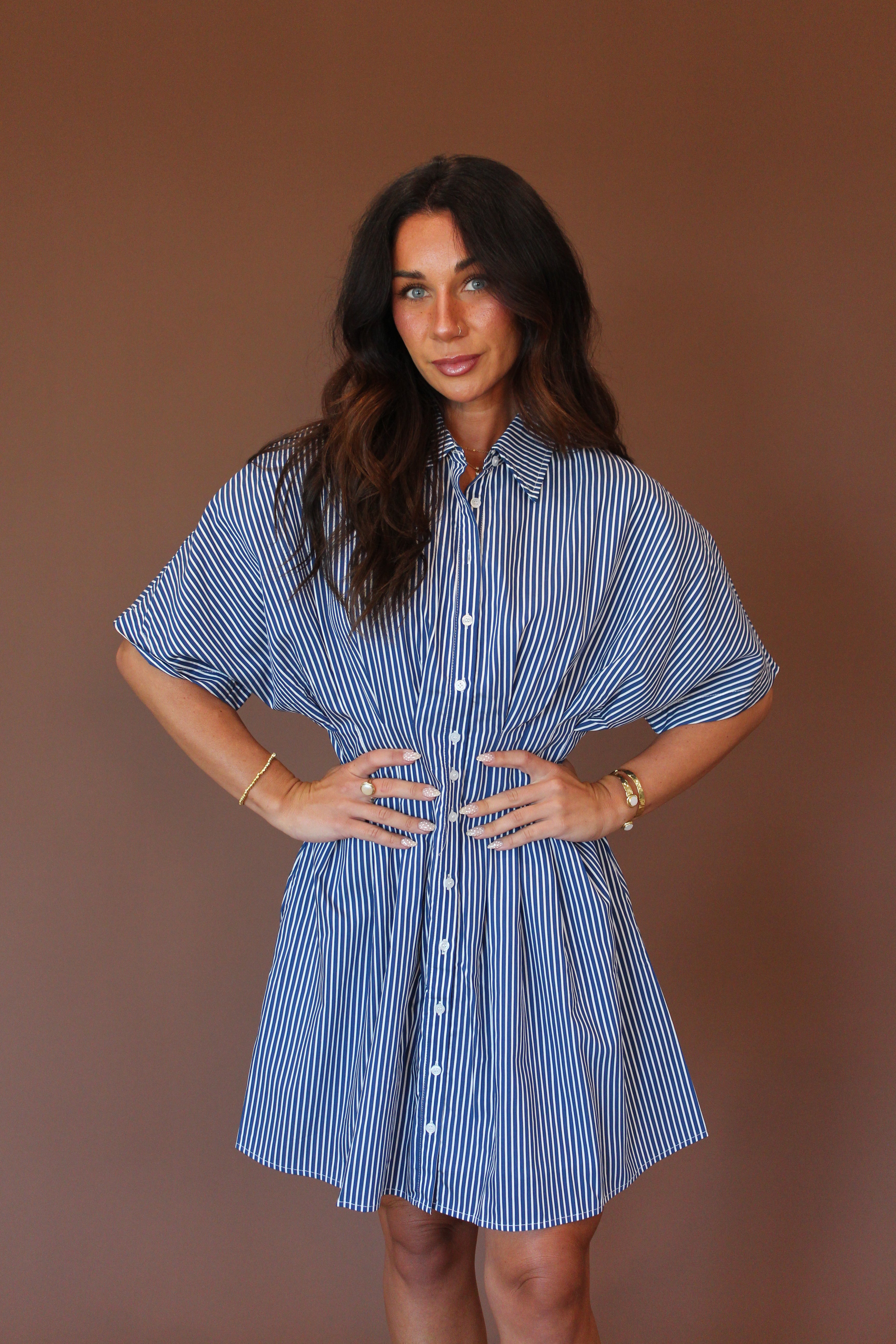 Sabrina Striped Pleated Mini Dress