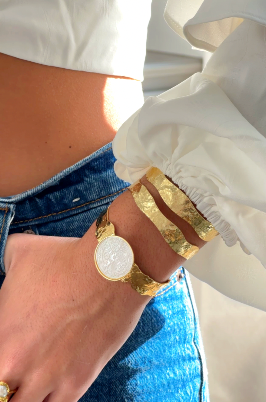 Gold Double Cuff Plated Bracelet