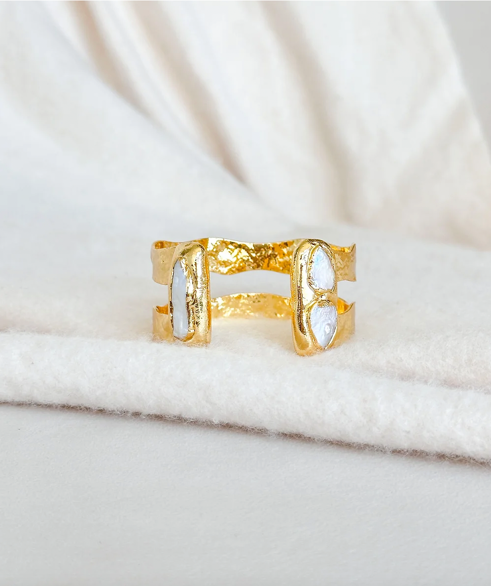 Double Plated Cuff with Stones
