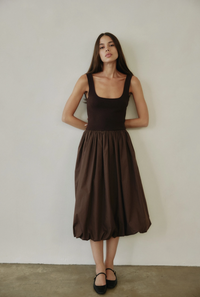 Rhode Chocolate Bubble Hem Dress