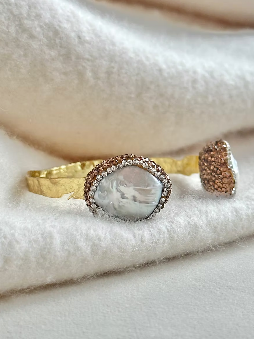 Swarovski & Pearl Cuff Bracelet