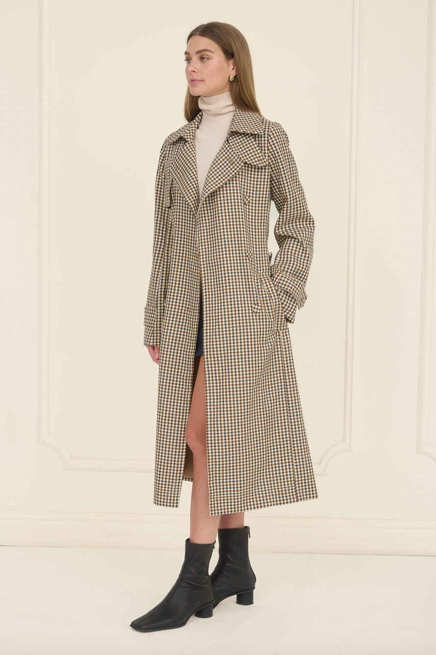 Constance Plaid Trench Coat