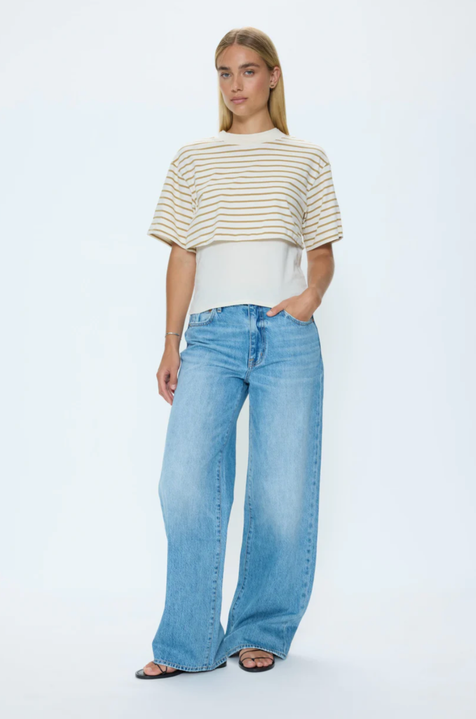 Lorenze Stripe Overlay Tee