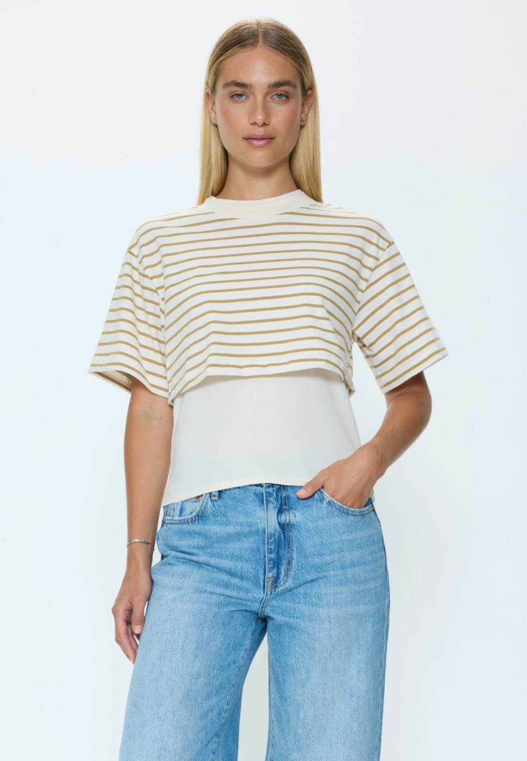 Lorenze Stripe Overlay Tee