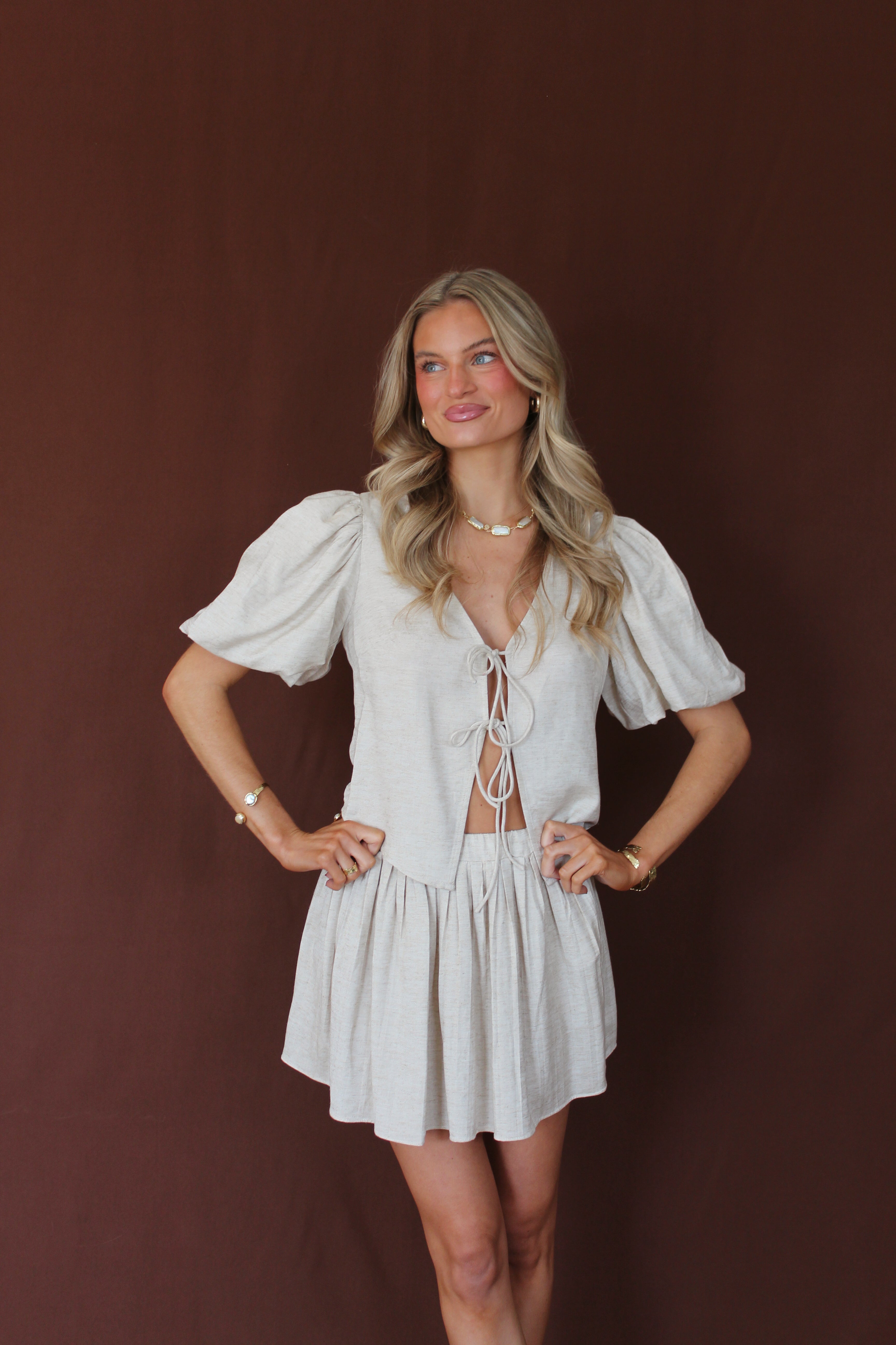 Augusta Babydoll Blouse - Natural