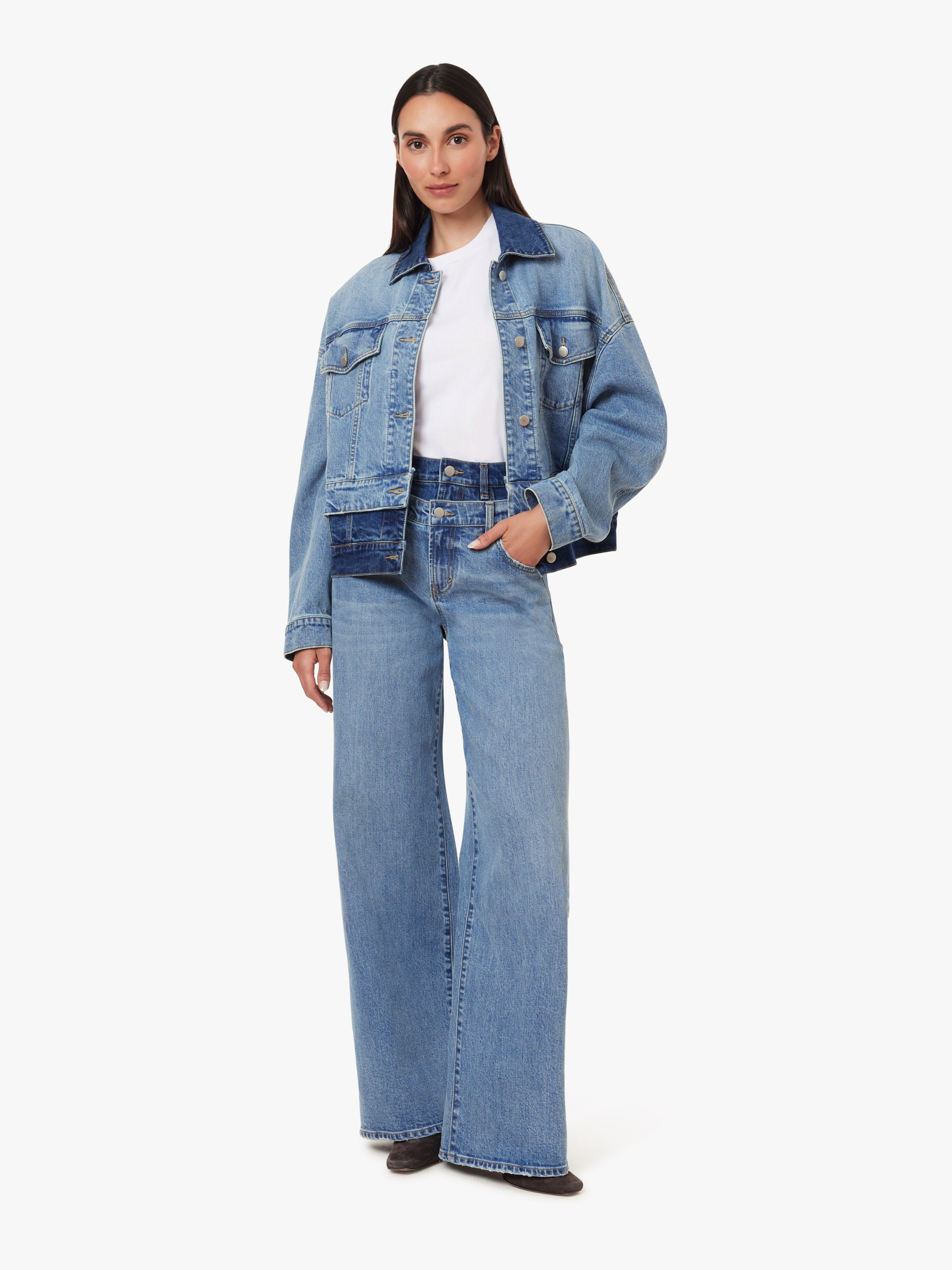 Double Denim Slouch Jeans